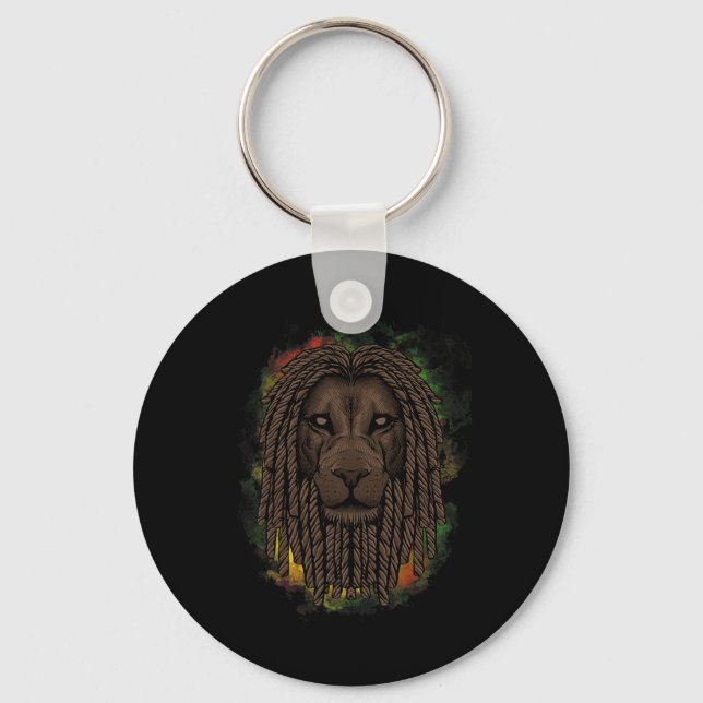 Rasta Lion With Dreads - Show Your Pride And Regga Key Ring (Front)