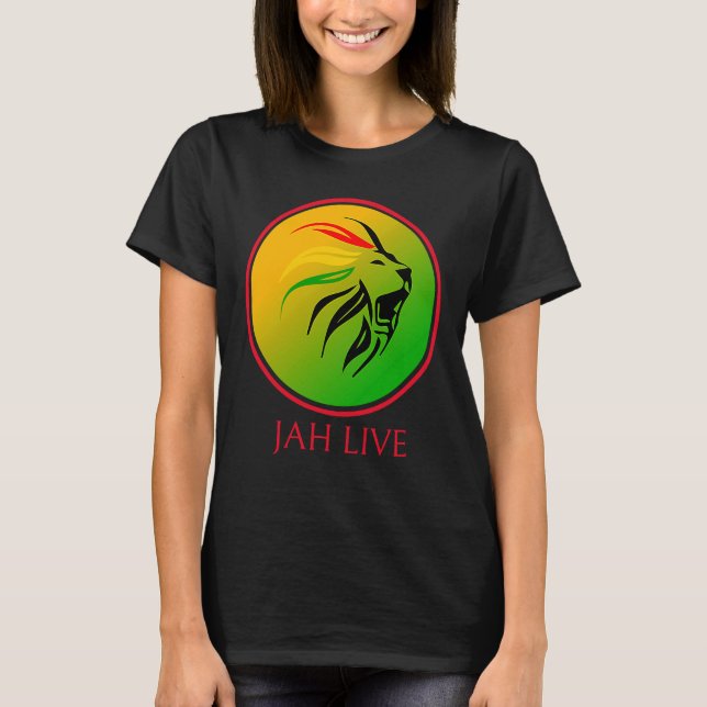 Rasta Live Up jah Live Lion T-Shirt (Front)