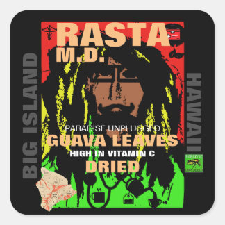 RASTA M.D. DRIED GUAVA LEAVES SQUARE STICKER