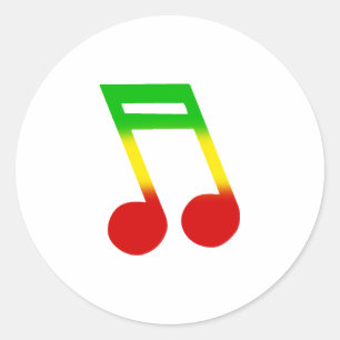 Rasta Music Note Classic Round Sticker