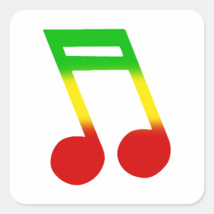 Rasta Music Note Square Sticker