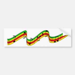 Rasta Music Staff Bumper Sticker
