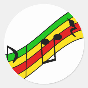 Rasta Music Staff Classic Round Sticker