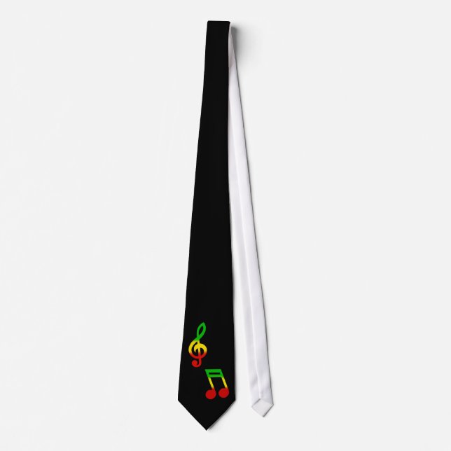 Rasta Note and Treble Clef Black Tie (Front)