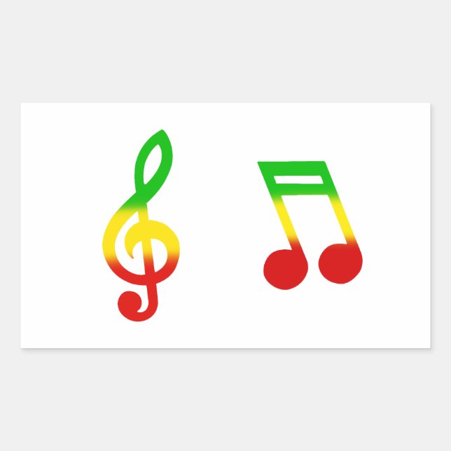 Rasta Note and Treble Clef Rectangular Sticker (Front)