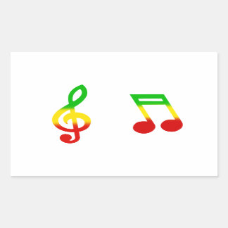 Rasta Note and Treble Clef Rectangular Sticker