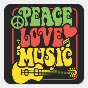 Rasta Peace Love Music Square Sticker