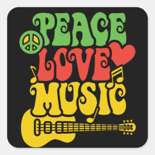 Rasta Peace-Love-Music Square Sticker
