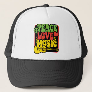 Rasta Peace Love Music Trucker Hat
