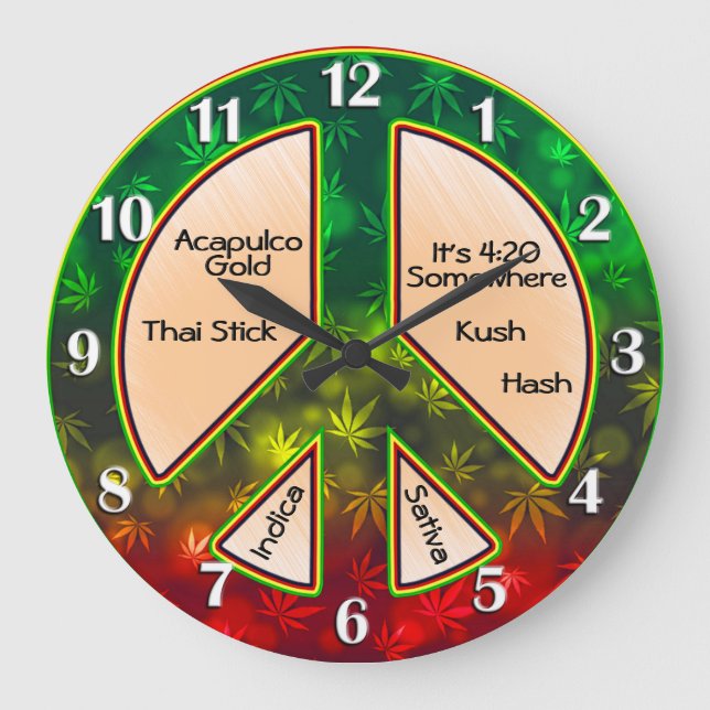 Rasta Peace Mellow Time Large Clock (Front)