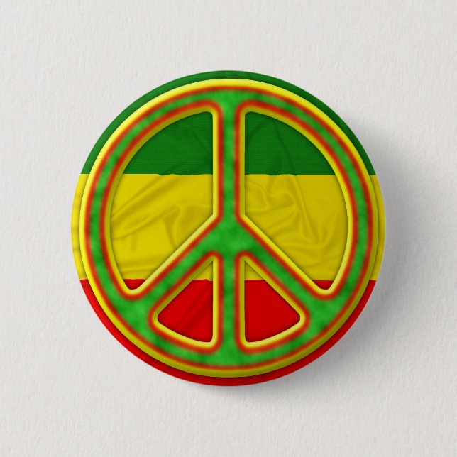 Rasta Peace Symbol 6 Cm Round Badge (Front)