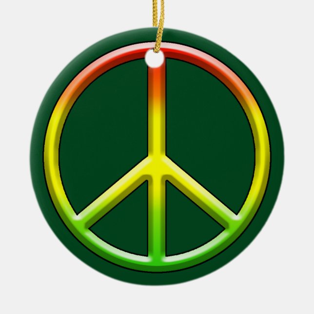 Rasta Peace Symbol Christmas! Ceramic Ornament (Front)
