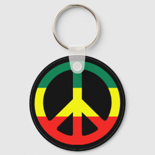 Rasta Peace Symbol Key Ring