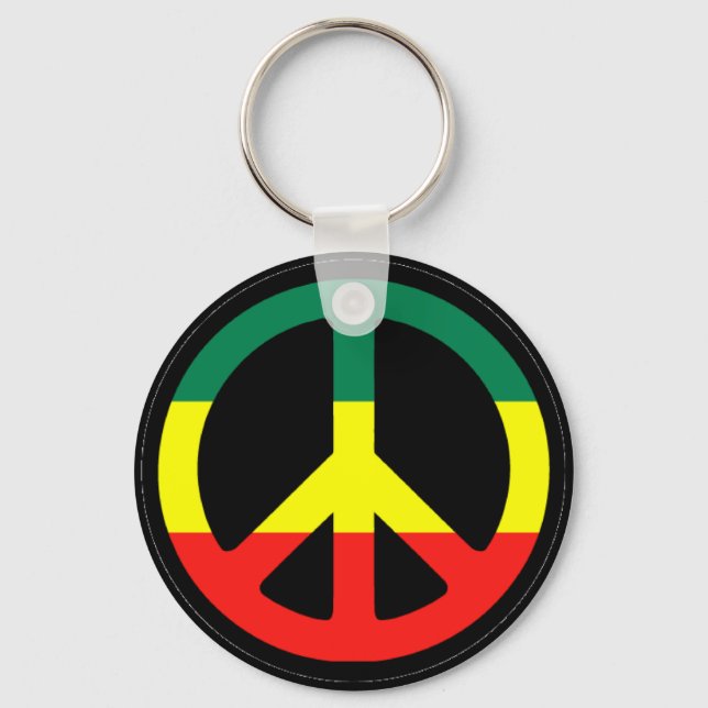 Rasta Peace Symbol Key Ring (Front)