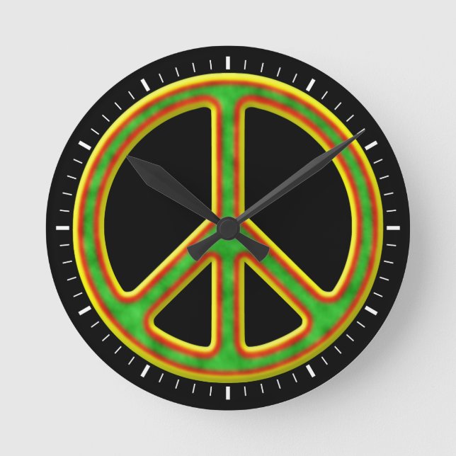 Rasta Peace Symbol Round Clock (Front)