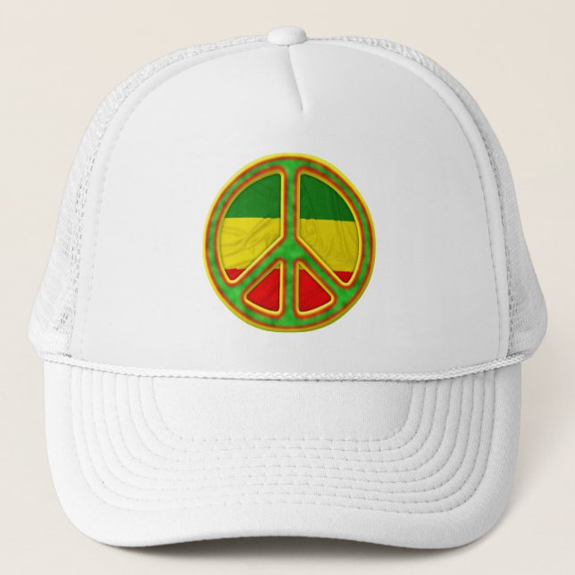 Rasta Peace Symbol Trucker Hat (Front)