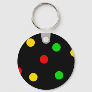 Rasta Polka Dots on Black Key Ring
