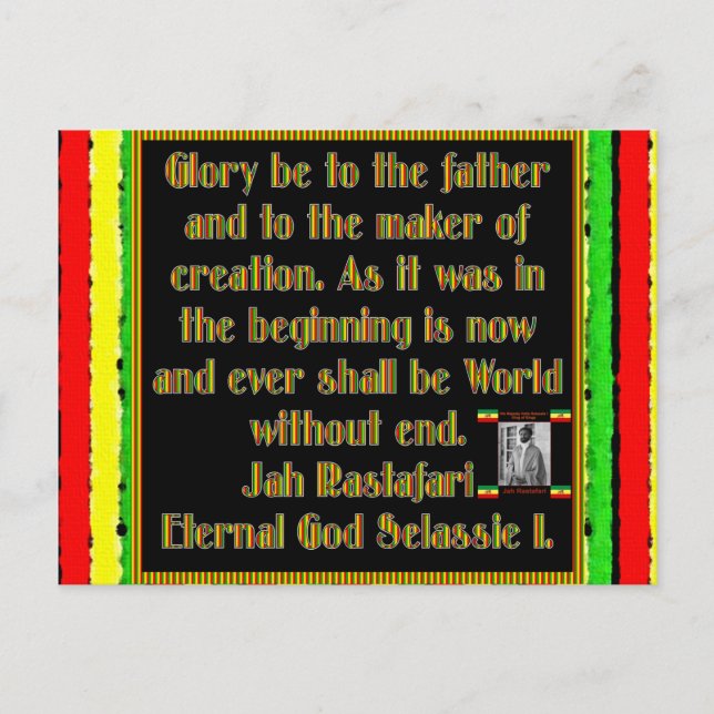 Rasta Prayer Recited before the Smoking Ceremony Postcard (Front)