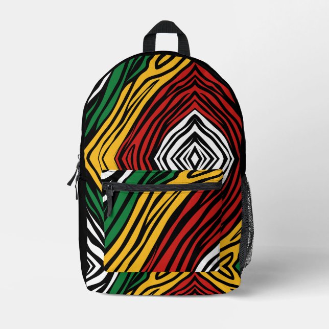 Rasta Print Zebra Printed Backpack (Front)