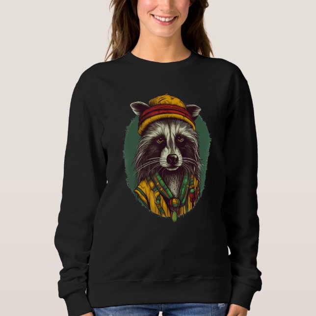 Rasta Raccoon   Jamaican    Raccoon Sweatshirt (Front)