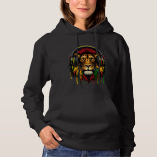 Rasta Raggae Jamaica Music Headphones Lion of Juda Hoodie