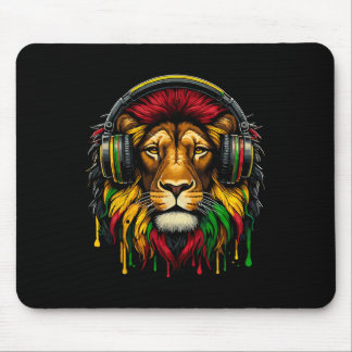 Rasta Raggae Jamaica Music Headphones Lion Of Juda Mouse Pad