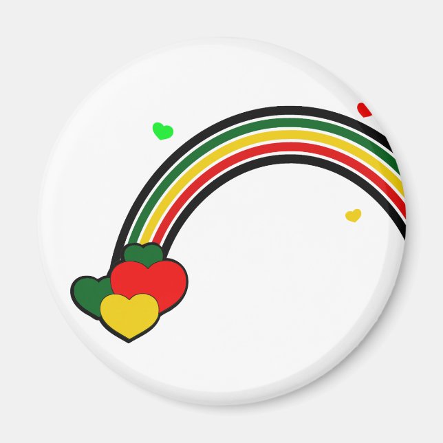 Rasta Rainbow and Hearts Magnet (Front)