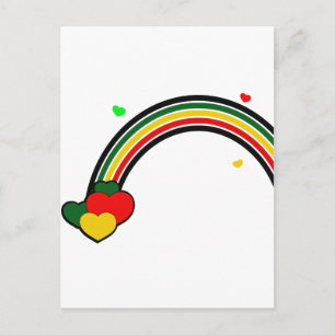 Rasta Rainbow and Hearts Postcard