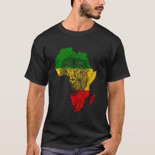 Rasta Reggae Africa Map Lion Rastafari Roots Regga T-Shirt