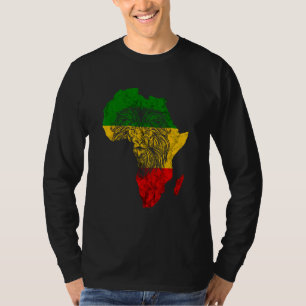 Rasta Reggae Africa Map Lion Rastafari Roots Regga T-Shirt
