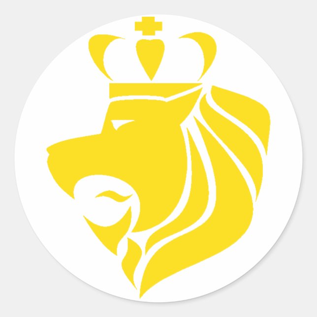 Rasta Reggae Crowned Lion Yellow Classic Round Sticker (Front)