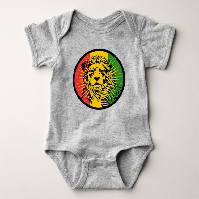 rasta reggae lion flag baby bodysuit (Front)