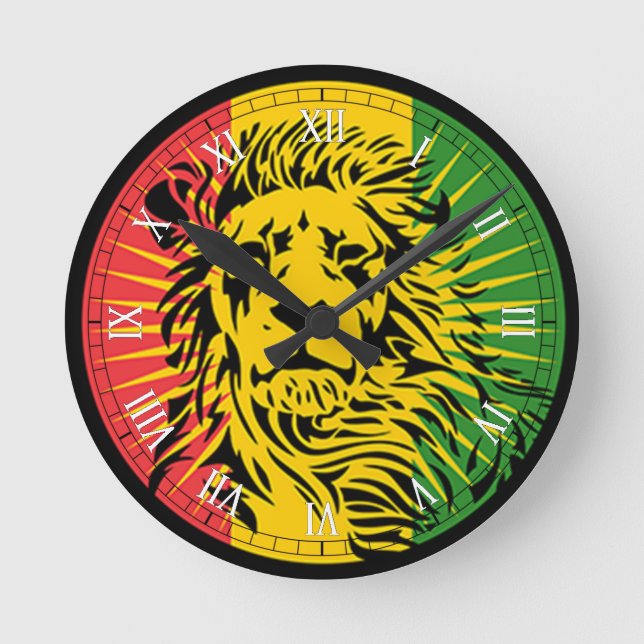 rasta reggae lion flag round clock (Front)