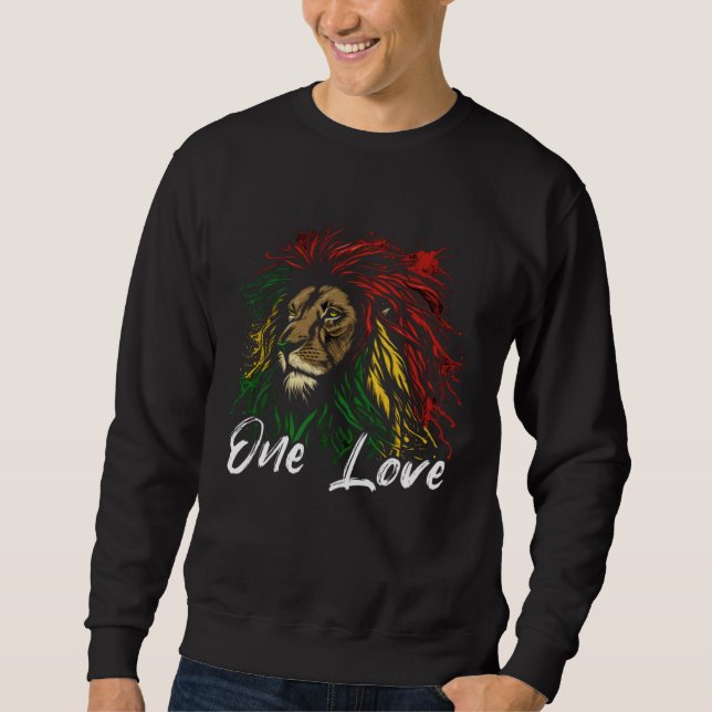 Rasta Reggae Lion Of Judah Rastafari Roots Hippie  Sweatshirt (Front)