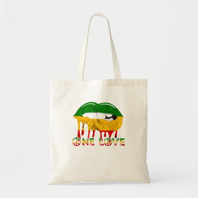 Rasta Reggae Lips Mouth Jamaican Music One Pride L Tote Bag (Front)