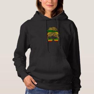Rasta Reggae Messy Bun Hair Hippie Rastafarian Jam Hoodie