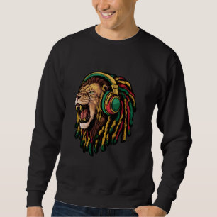 Rasta Reggae Music Headphones Jamaican Pride Lion Sweatshirt
