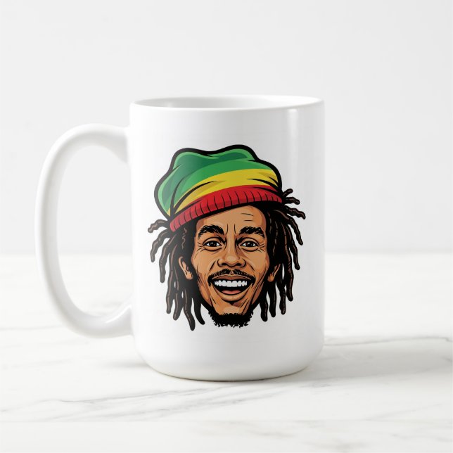 Rasta Roots & Reggae Rhythms - Iconic Bob Marley Coffee Mug (Left)
