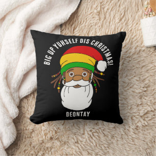 Rasta Santa Claus Jamaican Patois Merry Christmas Cushion