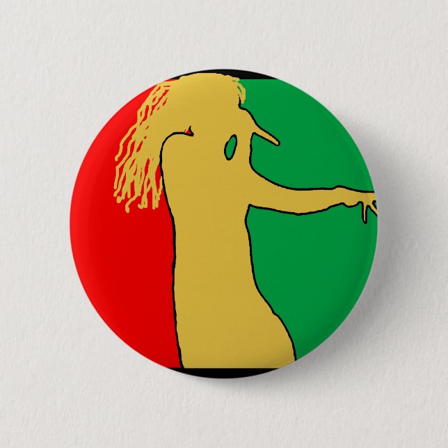 Rasta Singer Silhouette 6 Cm Round Badge (Front)