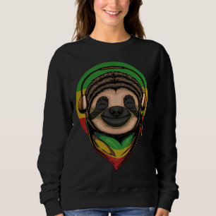 Rasta Sloth Wearing Headphones Sweatshirt