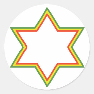 Rasta Star of David Classic Round Sticker