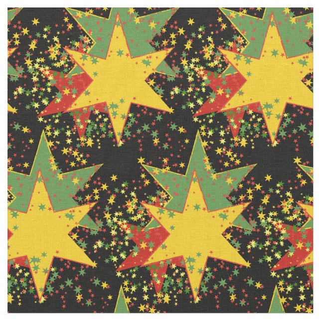 Rasta Starburst Fabric in the Rasta Colours (Close Up)