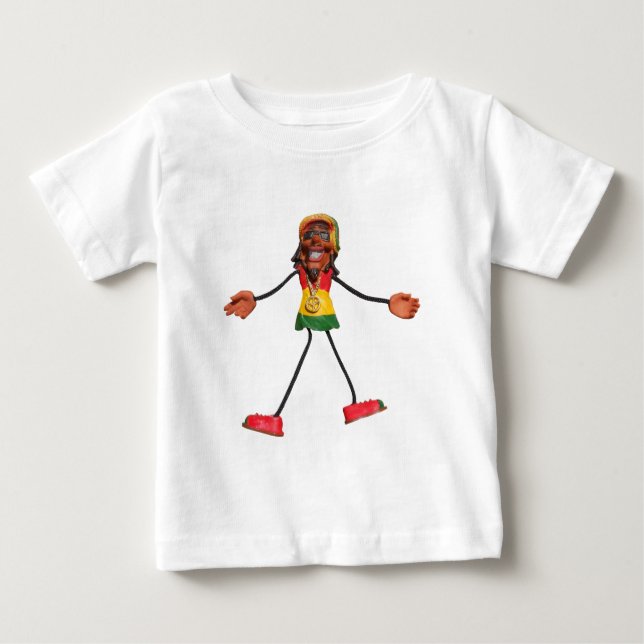 Rasta Stick Figure with Gold Peace Sign Baby T-Shirt (Front)