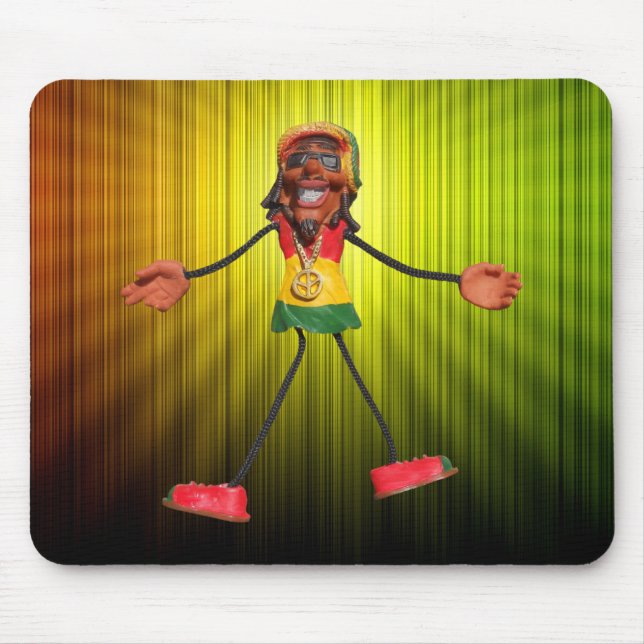 Rasta Stick Figure with Gold Peace Sign Mouse Pad (Front)
