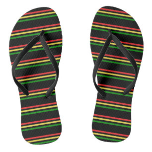 Rasta Striped Print Flip Flops
