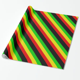Rasta Stripes with Black Wrapping Paper