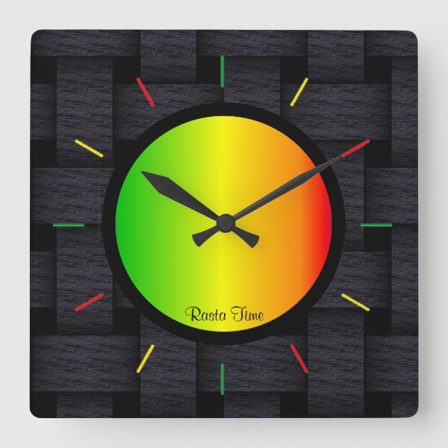 Rasta Time Square Wall Clock (Front)