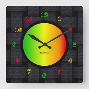 Rasta Time Square Wall Clock
