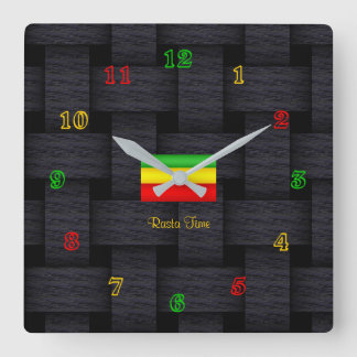 'Rasta Time' Square Wall Clock